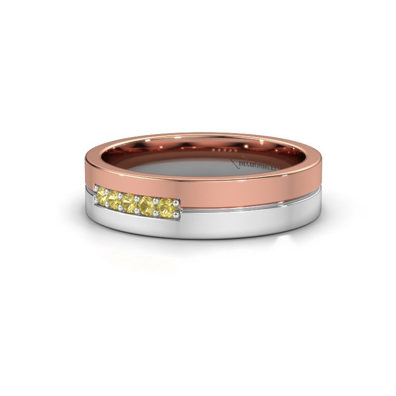 Afbeelding van Trouwring WH0211L15AP 585 rosé goud gele saffier ±5x1.7 mm