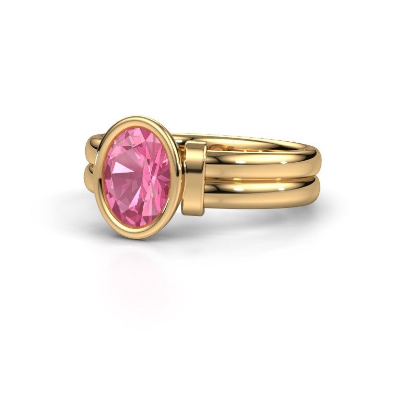 Afbeelding van Ring Gerda 585 goud roze saffier 8x6 mm
