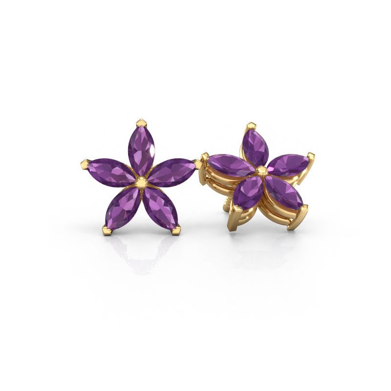 Stud earrings Sylvana 585 gold amethyst 5x2.5 mm