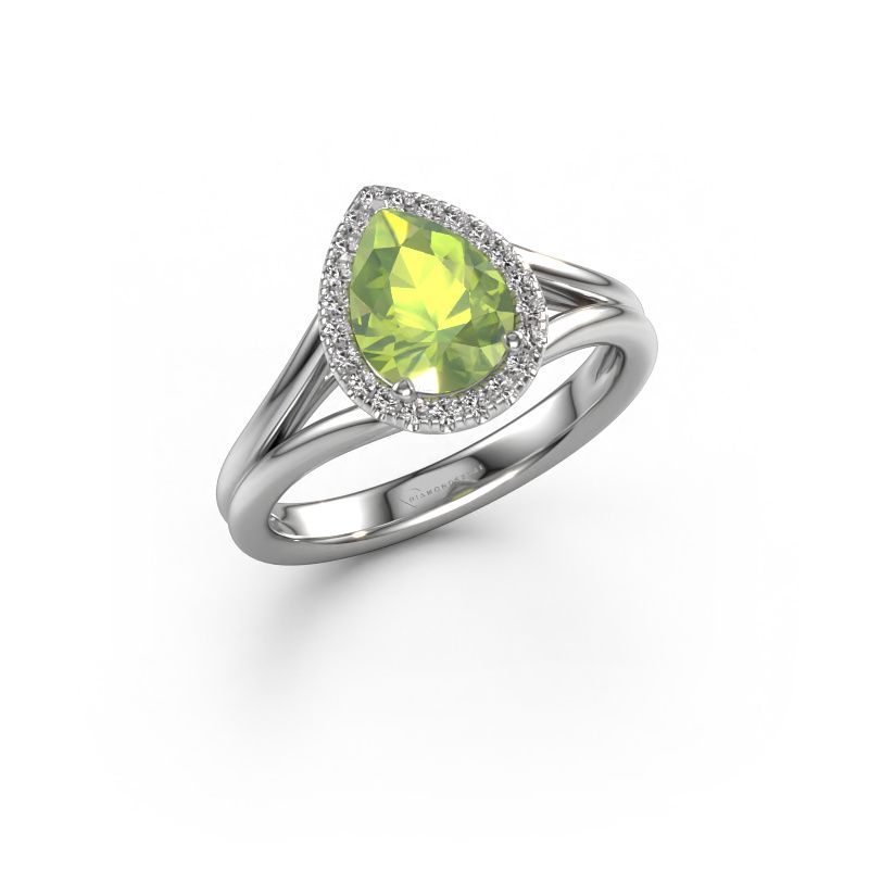 Verlobungsring Verla pear 1 585 Weißgold Peridot 8x6 mm