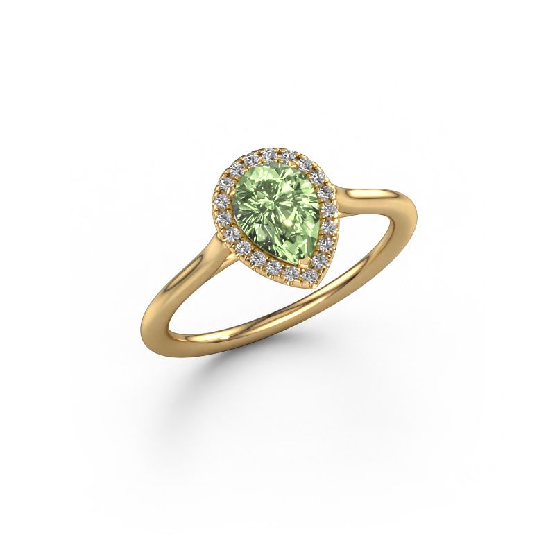 Engagement ring Seline per 1 585 gold green lab grown diamond 7x5 mm