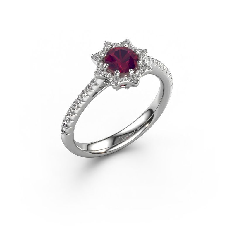 Engagement ring Zena 950 platinum rhodolite 5 mm