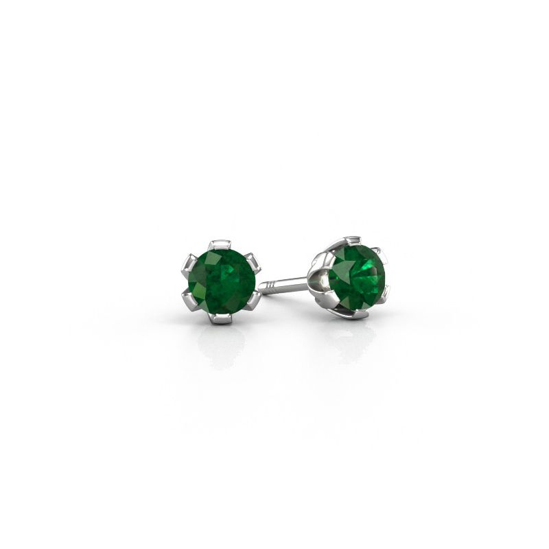 Clous d'oreilles Julia 585 or blanc emeraude 4 mm
