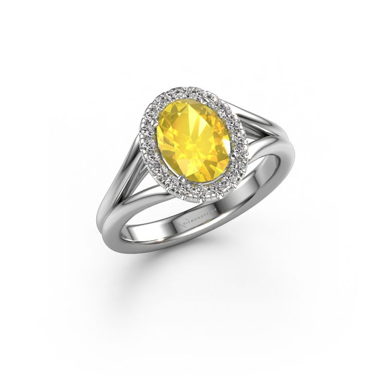 Verlobungsring Verla ovl 1 950 Platin Gelb Saphir 8x6 mm