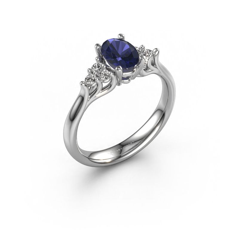 Engagement ring Monika OVL 585 white gold sapphire 7x5 mm