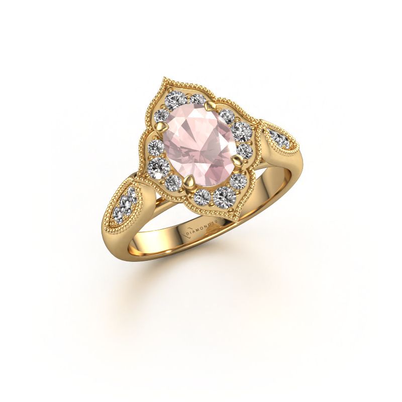 Engagement ring Rosan 585 gold morganite champagne 8x6 mm