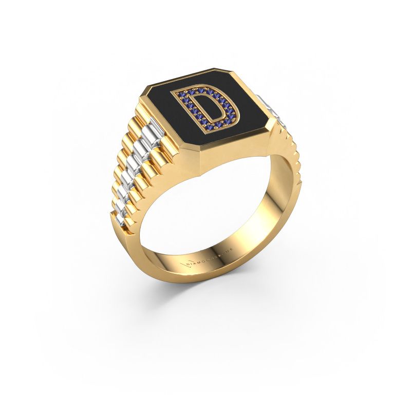 Signet ring Stephan 1 585 gold sapphire 0.9 mm