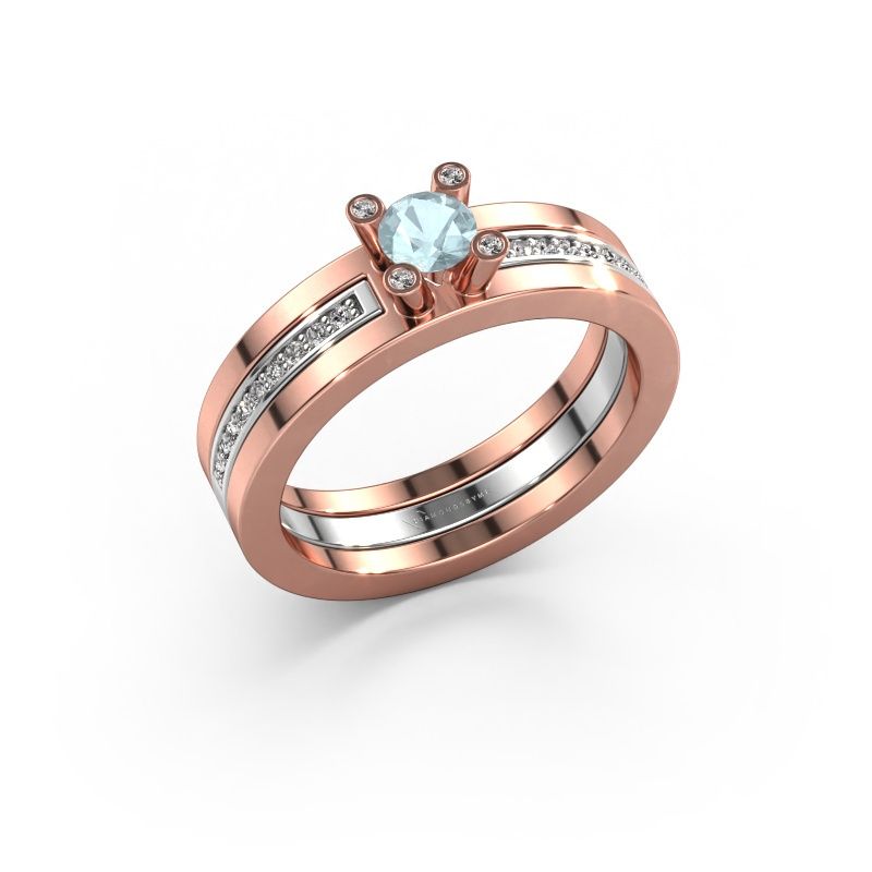 Verlovingsring Alisha 585 rosé goud aquamarijn 4 mm