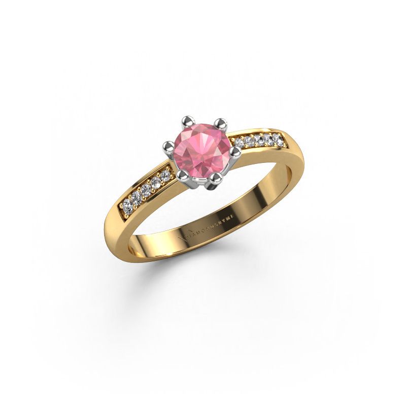 Engagement ring Luna 2 585 gold tourmaline pink 5 mm