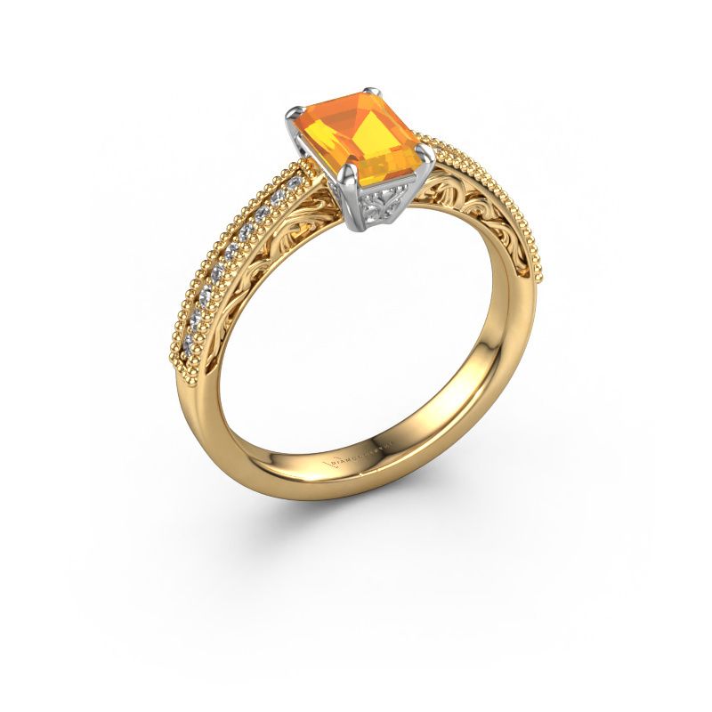 Engagement ring Shonta EME 585 gold citrin 7x5 mm