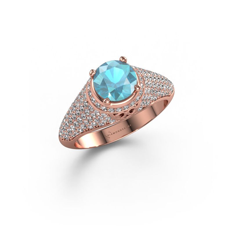 Ring Sharee 585 Roségold Blau Topas 6.5 mm