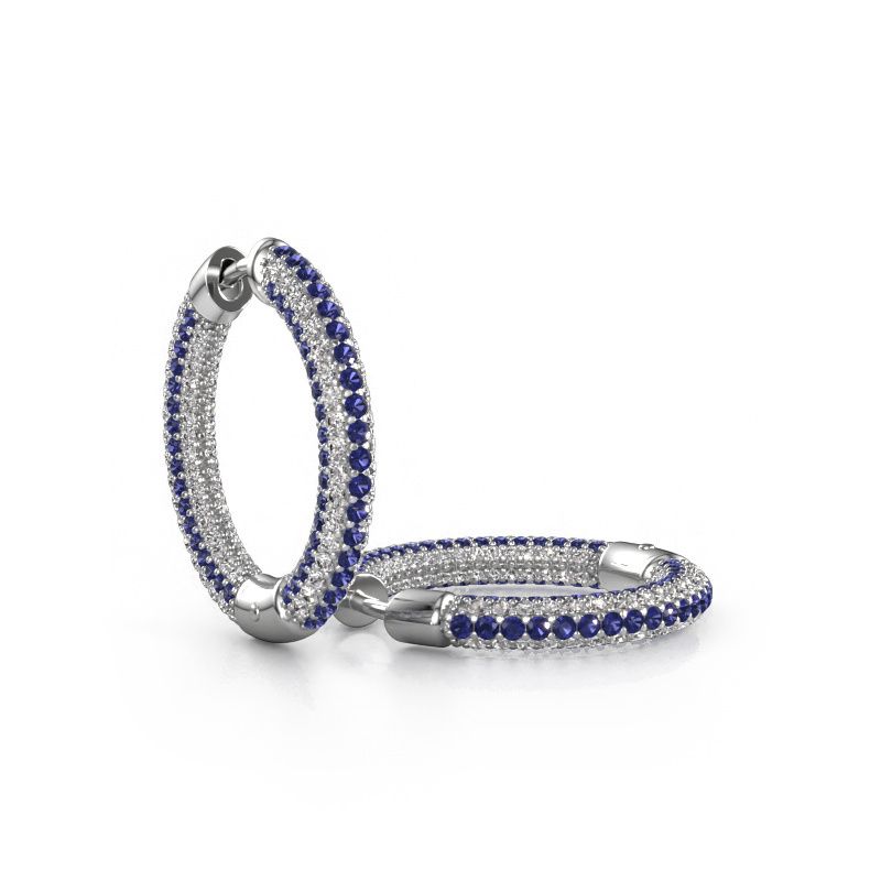 Hoop earrings Hope 15mm 585 white gold sapphire 1 mm