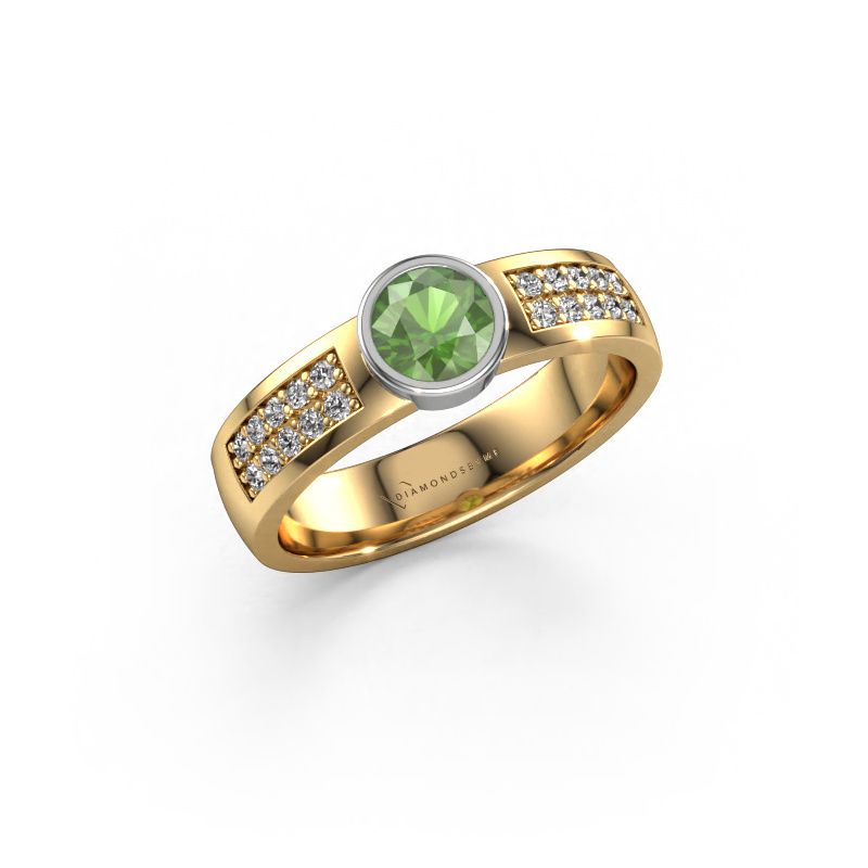 Verlobungsring Ise 3 585 Gold Turmalin grün 4.7 mm