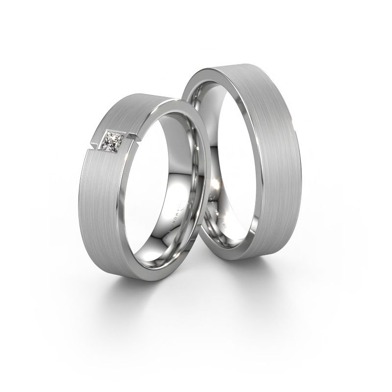 Eheringe set WH2040LM15CM ±5x2.2 mm 14 Karat Weißgold Diamant 0.10 crt