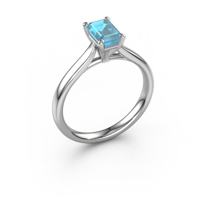 Verlobungsring Mignon EME 1 950 Platin Blau Topas 6.5x4.5 mm