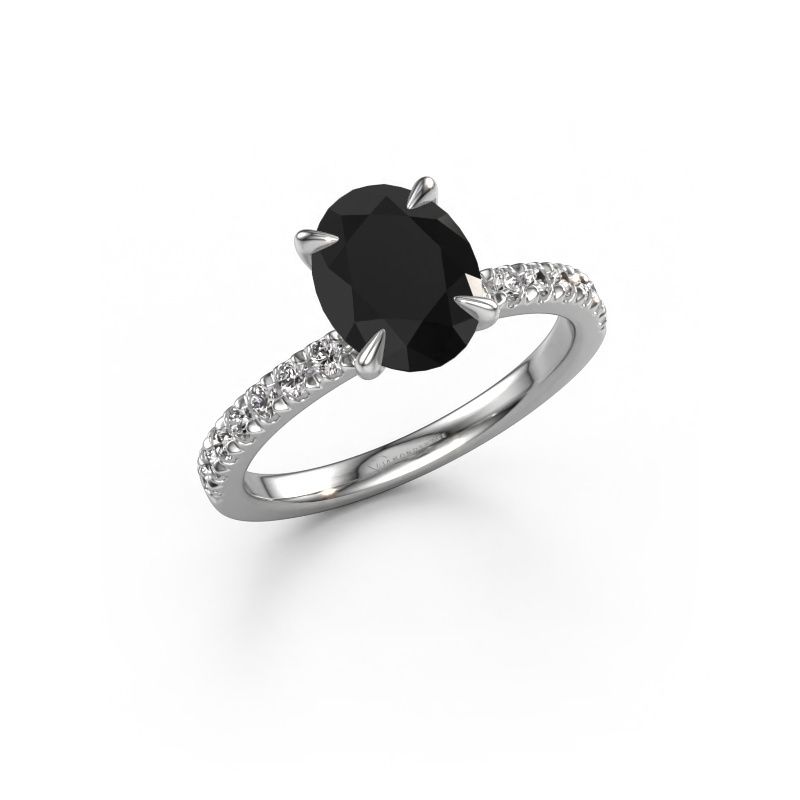 Image of Engagement Ring Crystal Ovl 2<br/>585 white gold<br/>Black diamond 2.44 crt