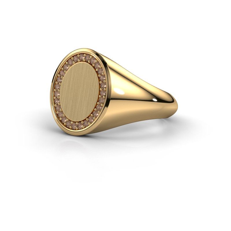 Image of Men's ring floris oval 3<br/>585 gold<br/>brown diamond 0.203 crt