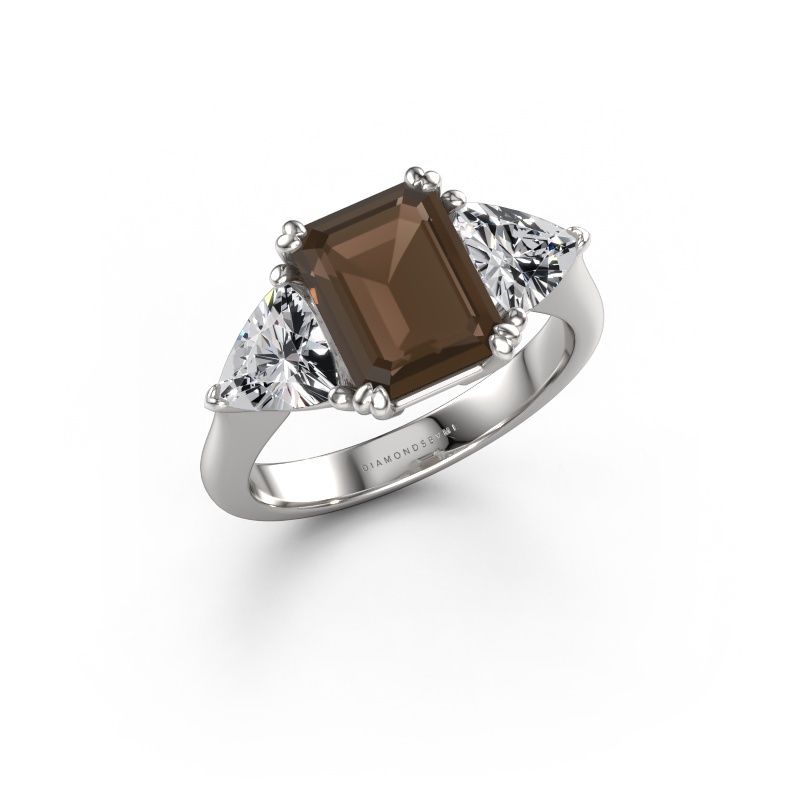 Engagement ring Paula 585 white gold smokey quartz 9x7 mm