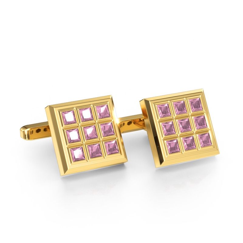 Cufflinks Clen 585 gold tourmaline pink 3 mm