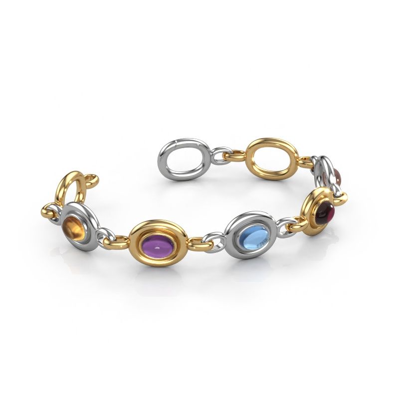 Link bracelet Maxima 5 585 white gold citrin 8x6 mm