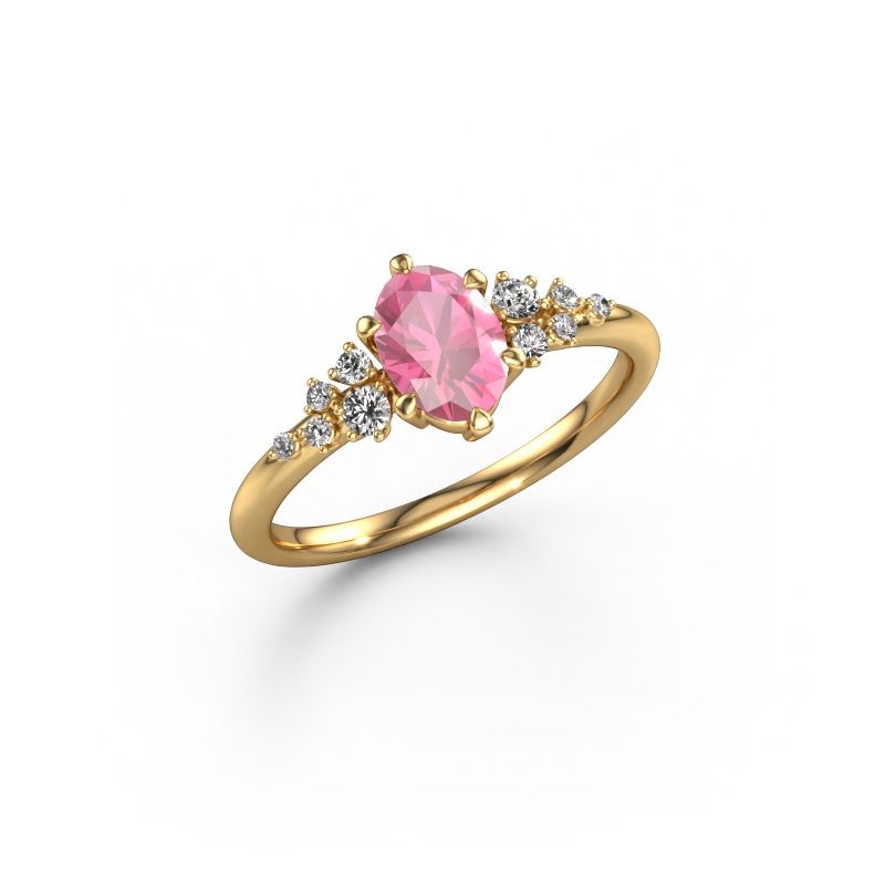Bague Royce OVL 585 or jaune saphir rose 7x5 mm