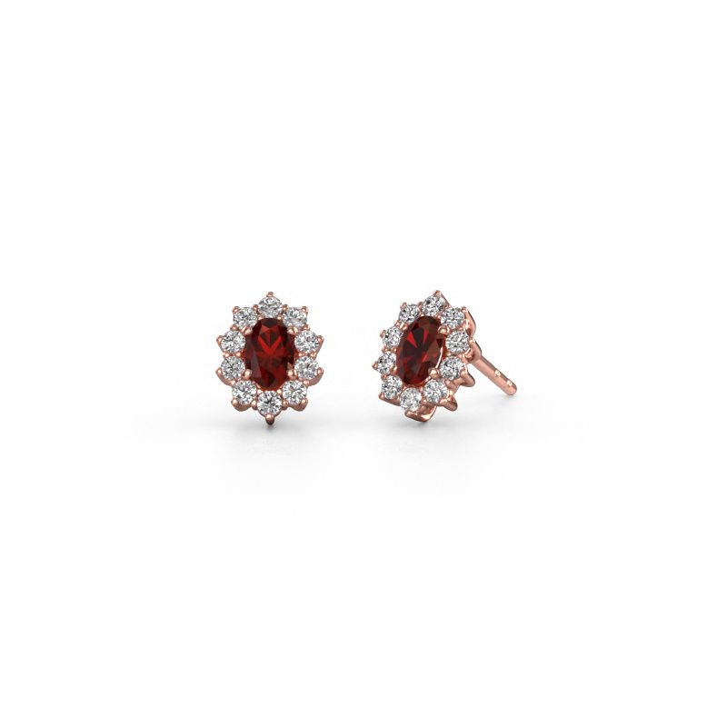 Ohrringe Leesa 585 Roségold Granat 6x4 mm