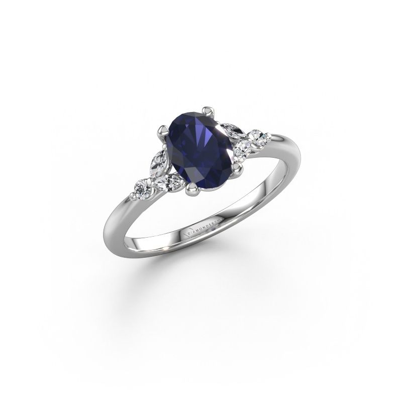 Verlovingsring Megan OVL 950 platina saffier 7,5x5,5 mm