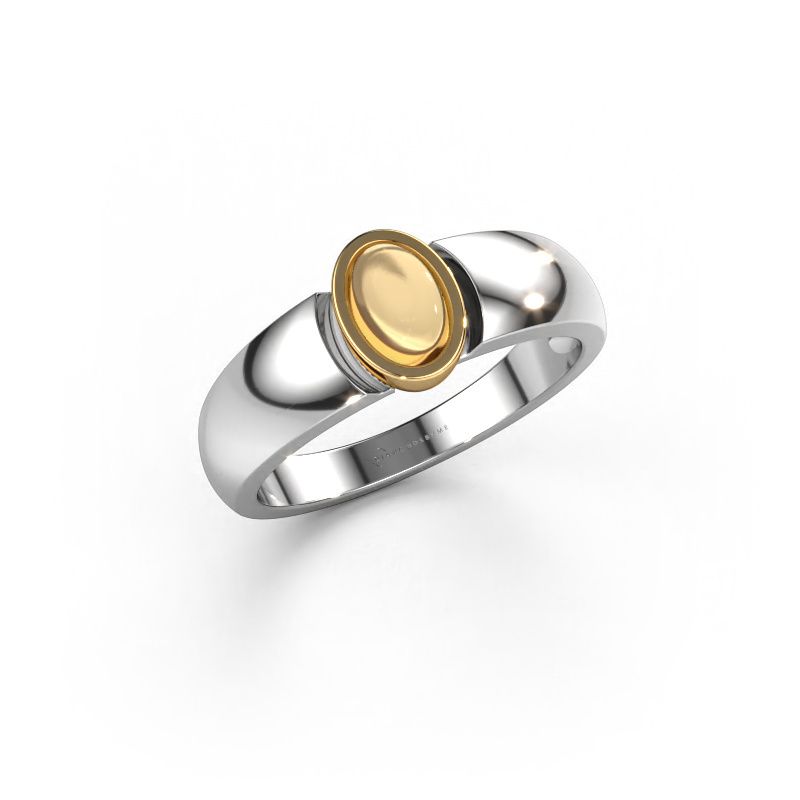 Ring Tonneke 585 white gold citrin 6x4 mm