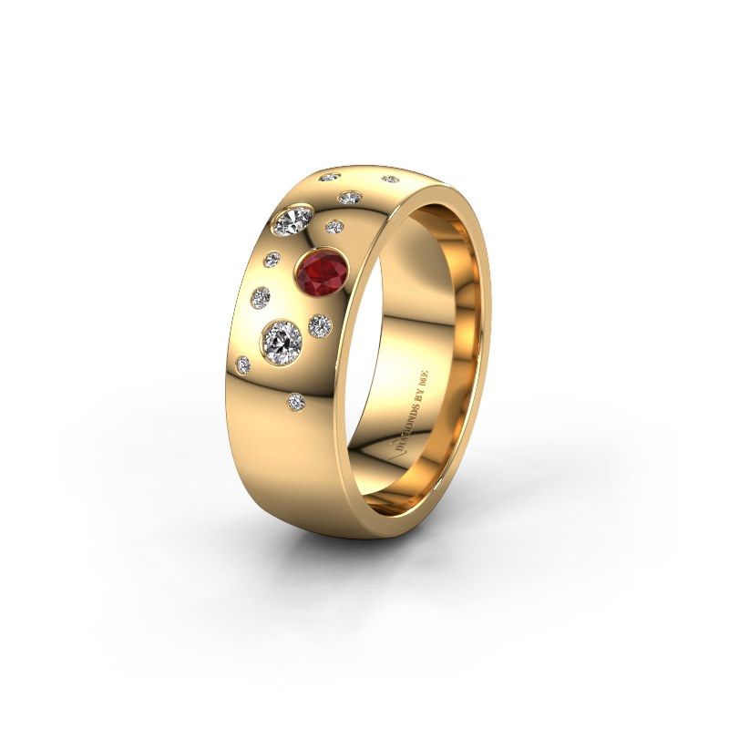 Image of Wedding ring WH0141L26BP<br/>585 gold ±7x2 mm<br/>Ruby