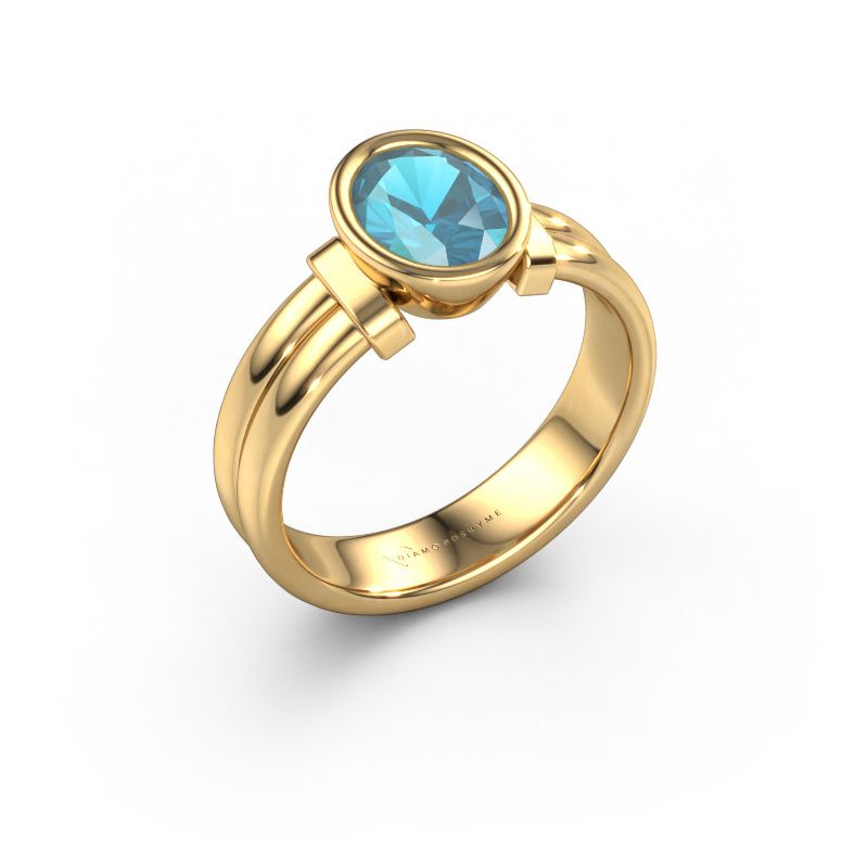 Ring Gerda 585 gold blue topaz 8x6 mm