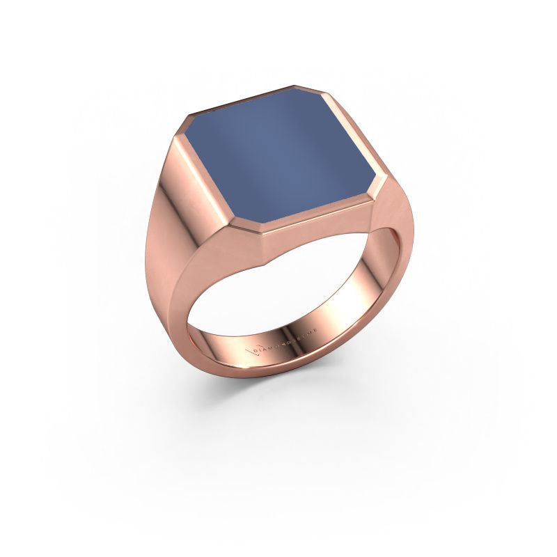 Zegelring Lars 3 585 rosé goud blauw lagensteen 14x12 mm