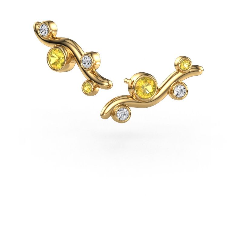 Clous d'oreilles Jin 585 or jaune saphir jaune 4 mm