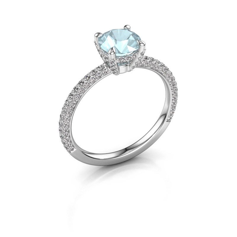 Image of Engagement ring saskia rnd 2<br/>950 platinum<br/>Aquamarine 6.5 mm
