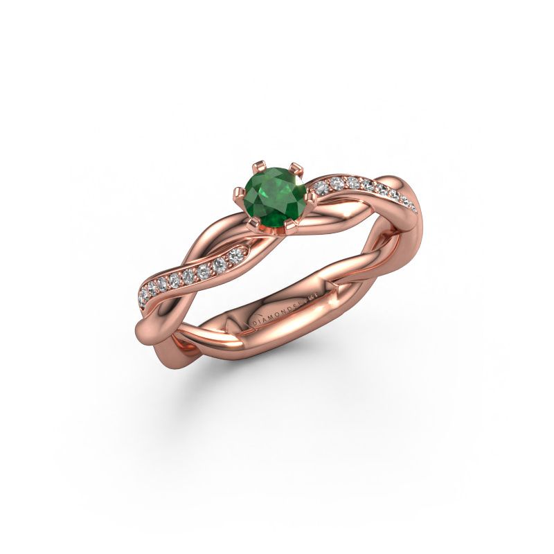 Bague de fiançailles Page 585 or rose emeraude 5.4 mm