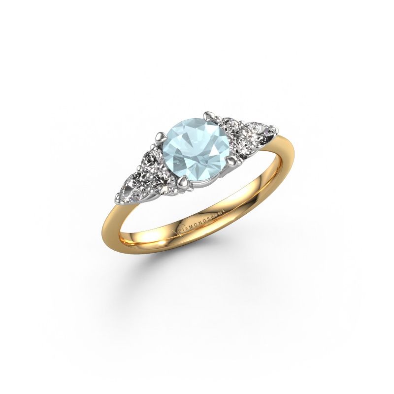 Verlovingsring Melani RND 585 goud aquamarijn 6 mm