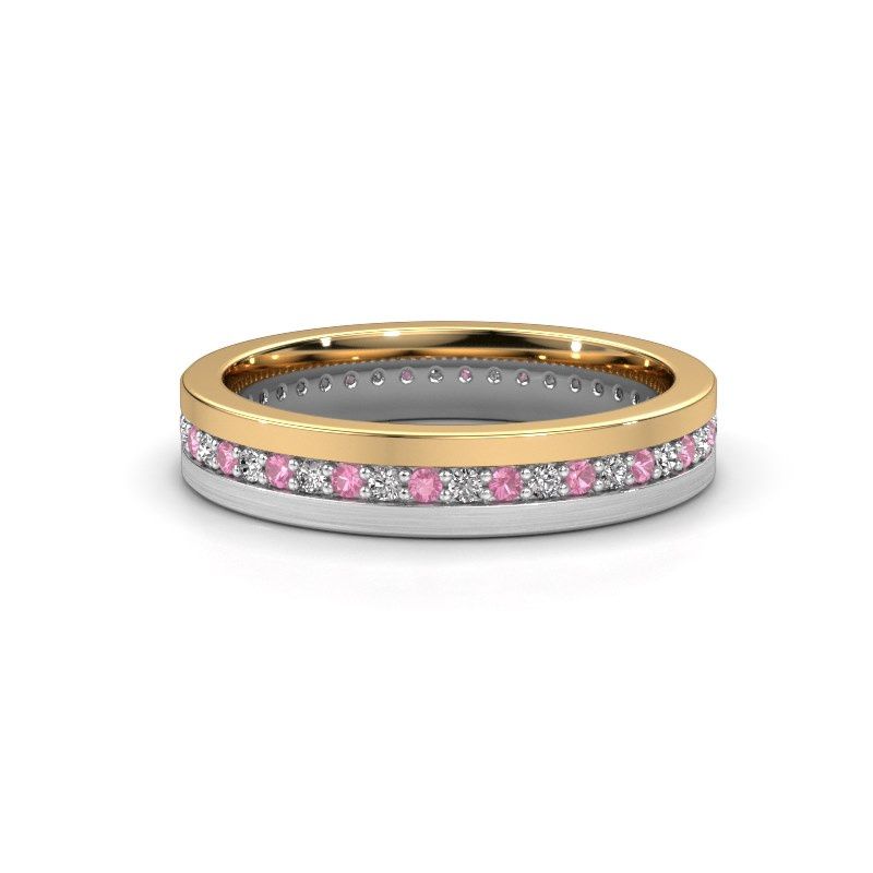Afbeelding van Trouwring WH0203L14BPM<br/>585 goud ±4x2 mm<br/>Roze saffier 1.3 mm