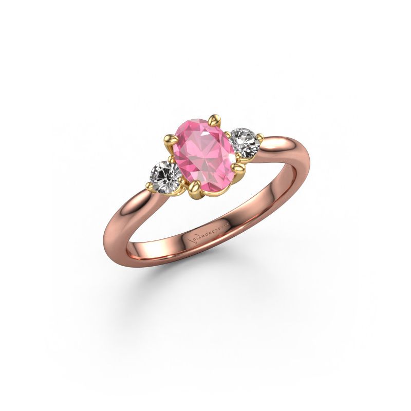 Engagement ring Lieselot OVL 585 rose gold pink sapphire 7x5 mm