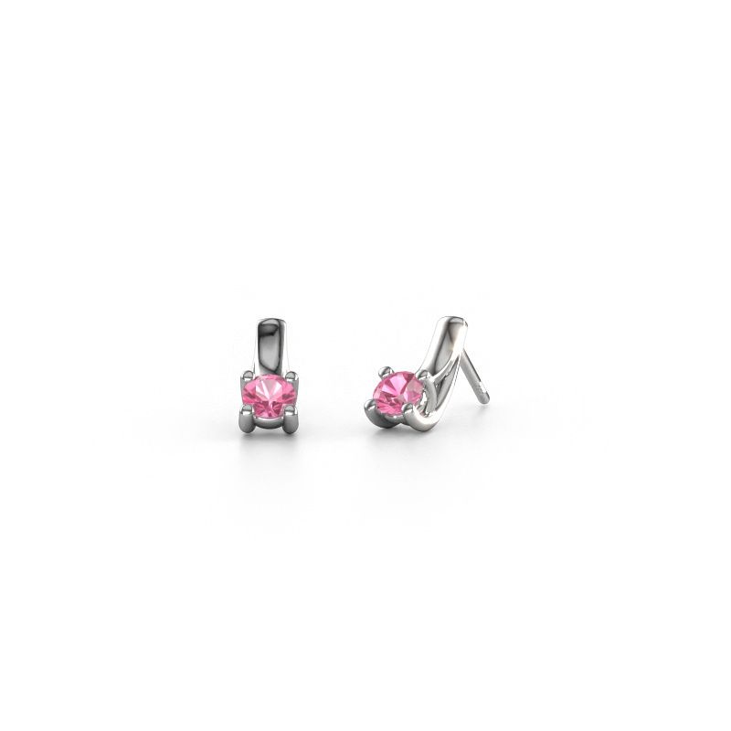 Oorbellen Mia 1 950 platina roze saffier 4.2 mm