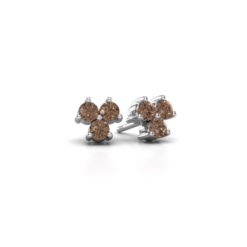 Image of Stud earrings Shirlee 950 platinum brown diamond 0.60 crt