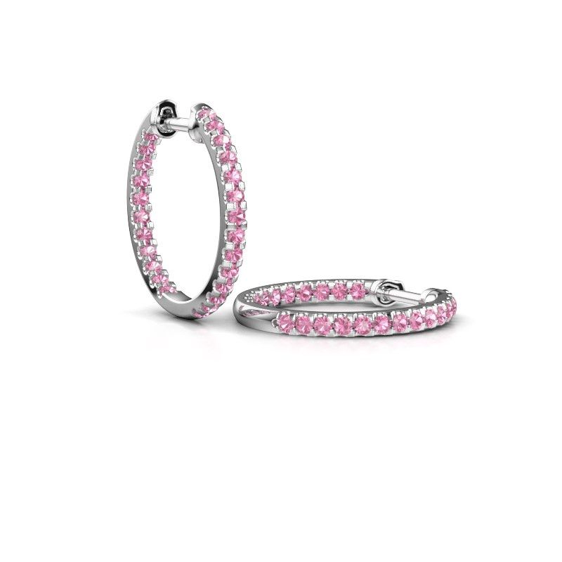Bild von Creole jackie 15 mm b<br/>585 Weißgold<br/>Pink Saphir 2 mm
