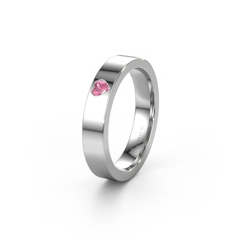 Trouwring WH0101L14BPHRT 950 platina roze saffier ±4x2 mm