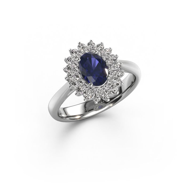 Engagement ring Alina 1 585 white gold sapphire 7x5 mm