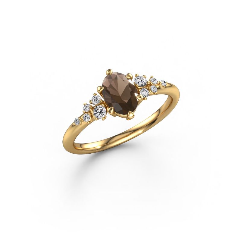 Ring Royce OVL 585 Gold Rauchquarz 7x5 mm