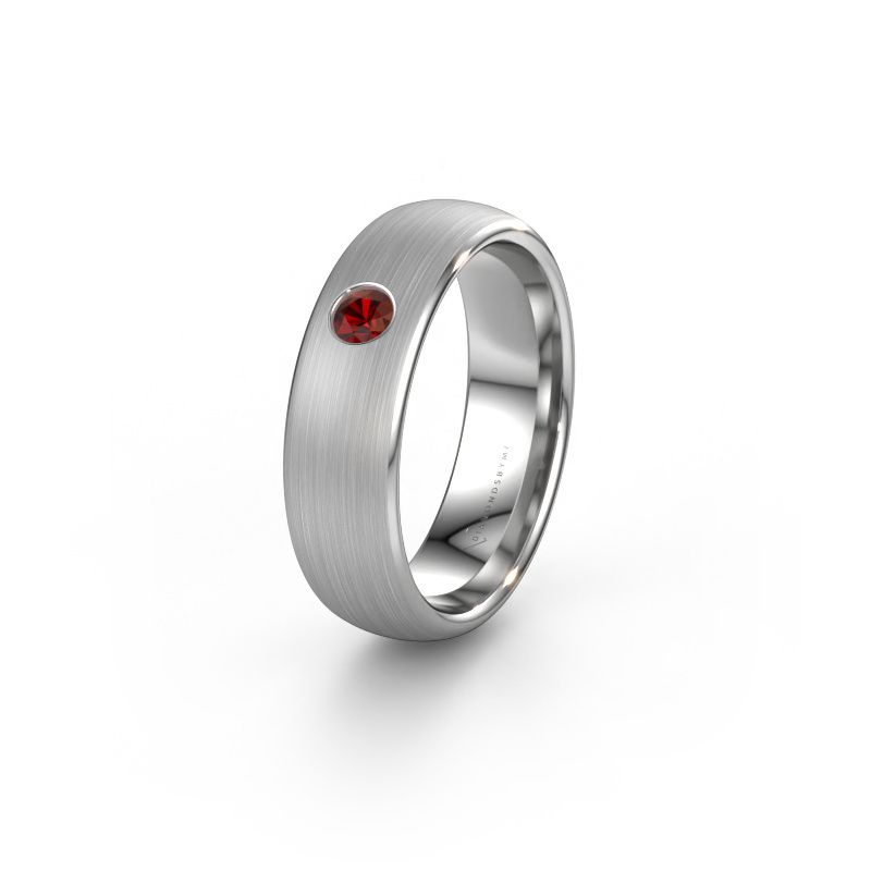 Wedding ring WH0101L36BM 950 platinum garnet ±0.24x0.08 in