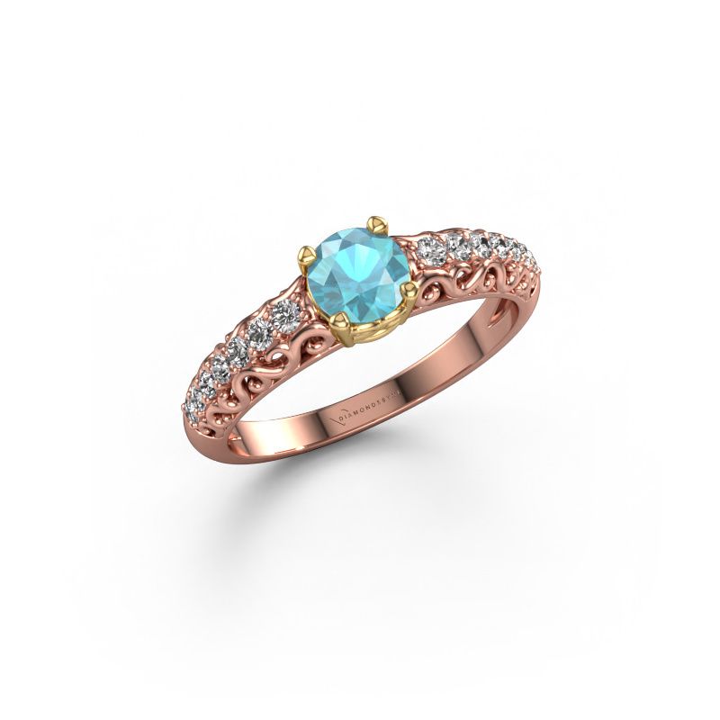 Verlobungsring Mellie 585 Roségold Blau Topas 5 mm