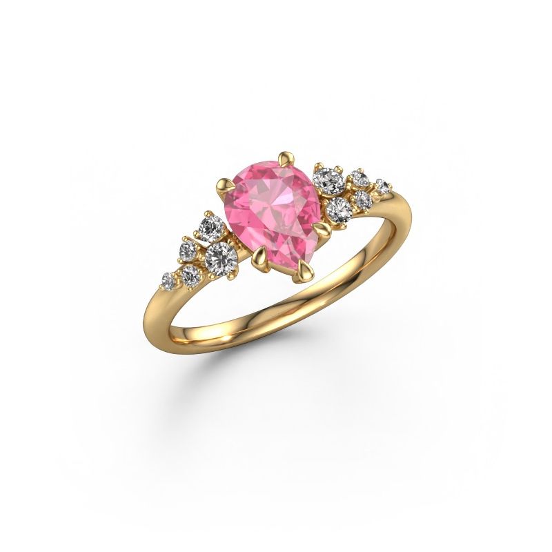 Bague de fiançailles Royce PER 585 or jaune saphir rose 8x6 mm
