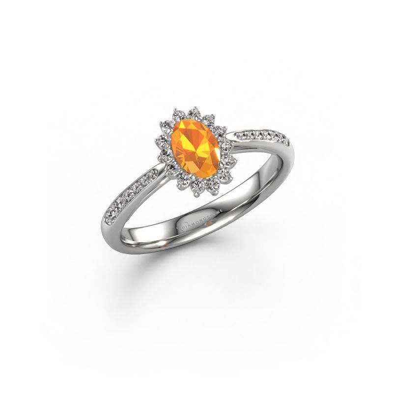 Bague de fiançailles Tilly ovl 2 585 or blanc citrine 7x5 mm