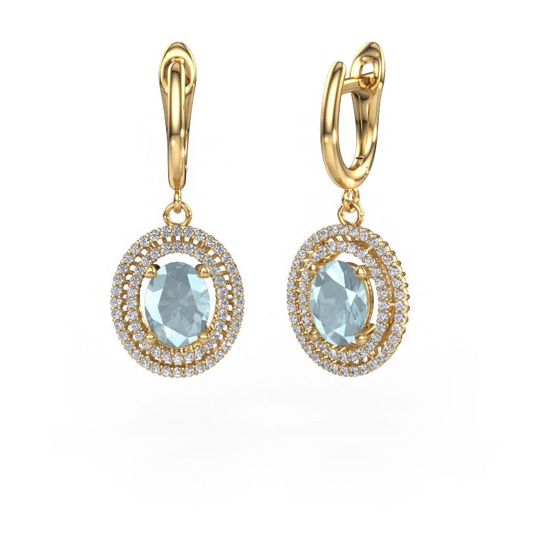 Ohrhänger Karren 585 Gold Aquamarin 8x6 mm