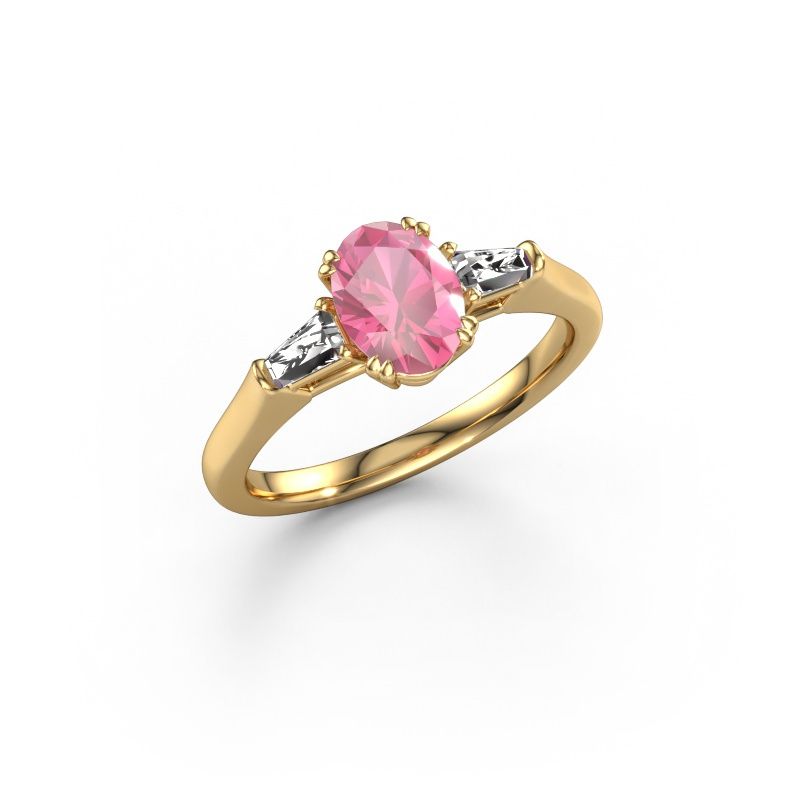 Engagement ring Indy OVL 585 gold pink sapphire 8x6 mm