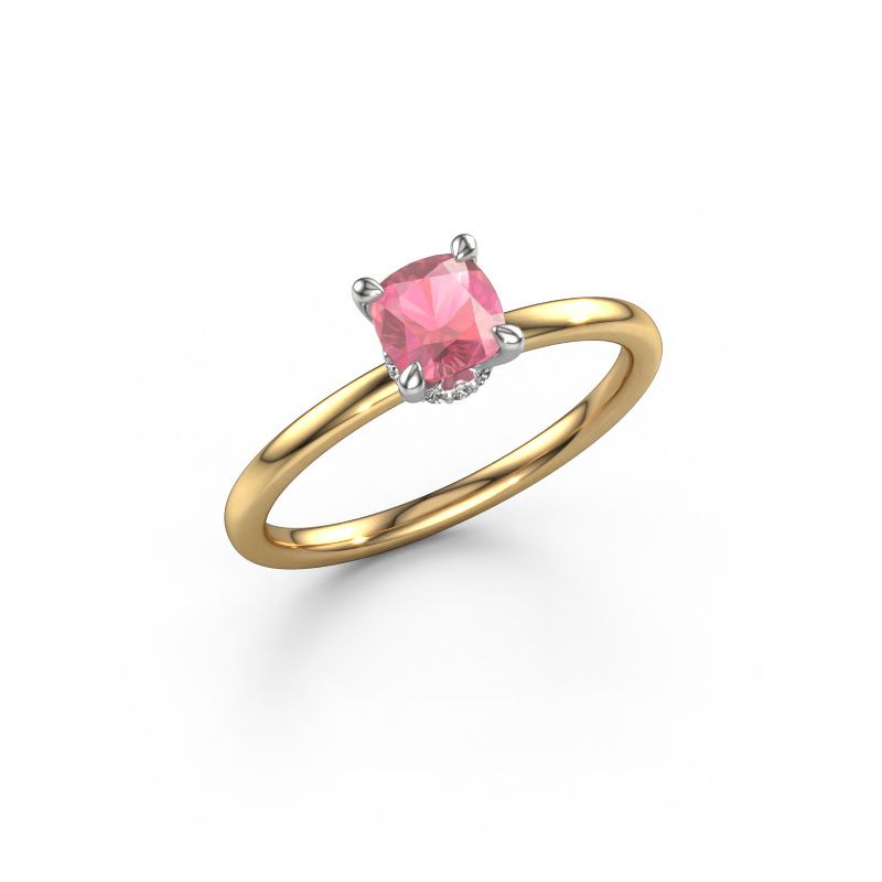 Engagement ring Crystal CUS 3 585 gold tourmaline pink 5 mm
